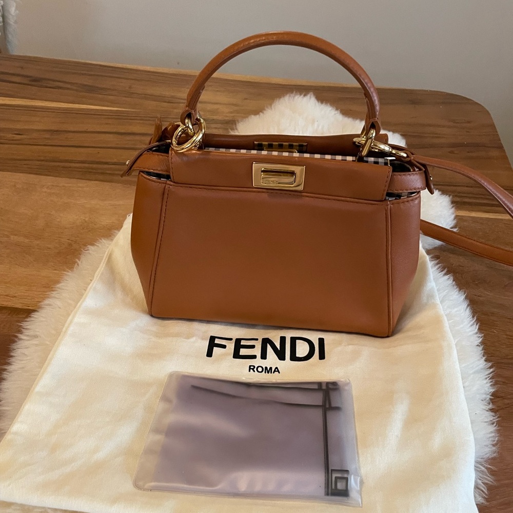 Fendi peekaboo iSeeU limited edition tan Lambskin, gingham print